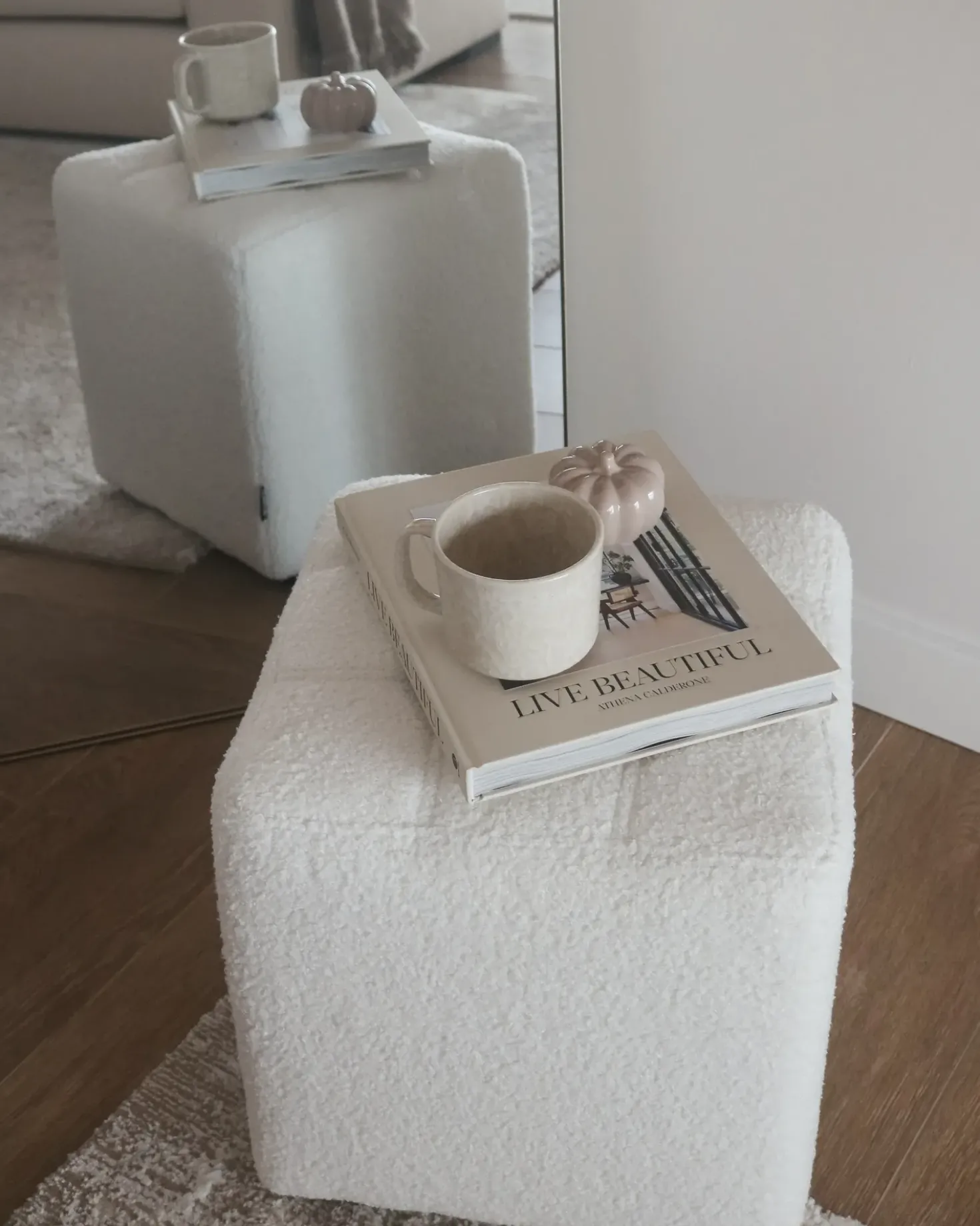 Pouf KANSAS Bouclé Bianco