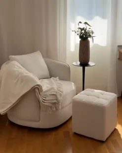 Pouf KANSAS Bouclé Bianco