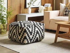Pouf KNIDOS Lana Nero/Bianco