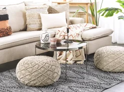 Pouf Macramè BERKANE Cotone Beige