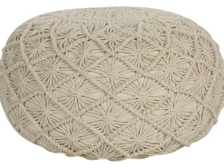 Pouf Macramè BERKANE Cotone Beige