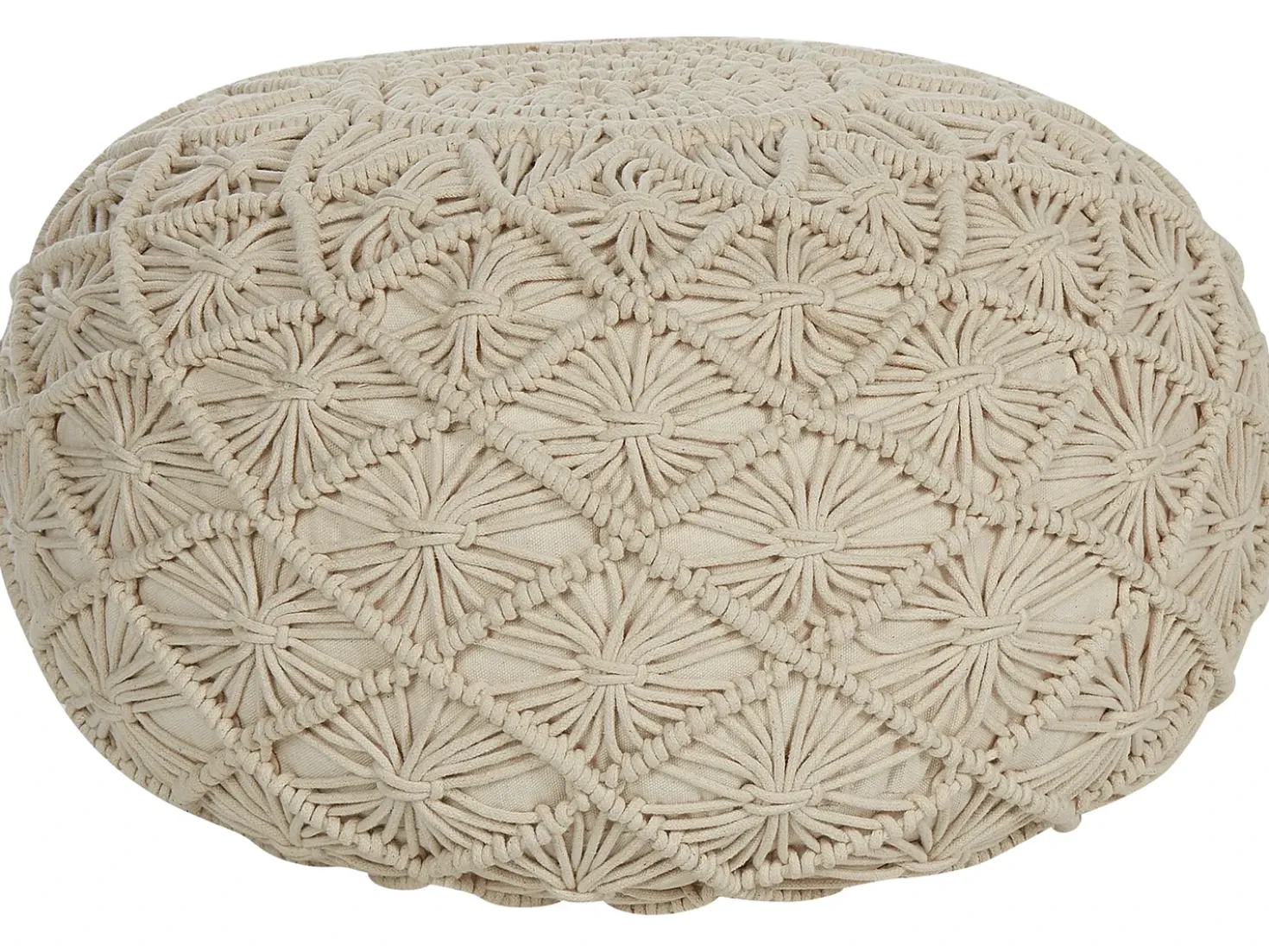 Pouf Macramè BERKANE Cotone Beige