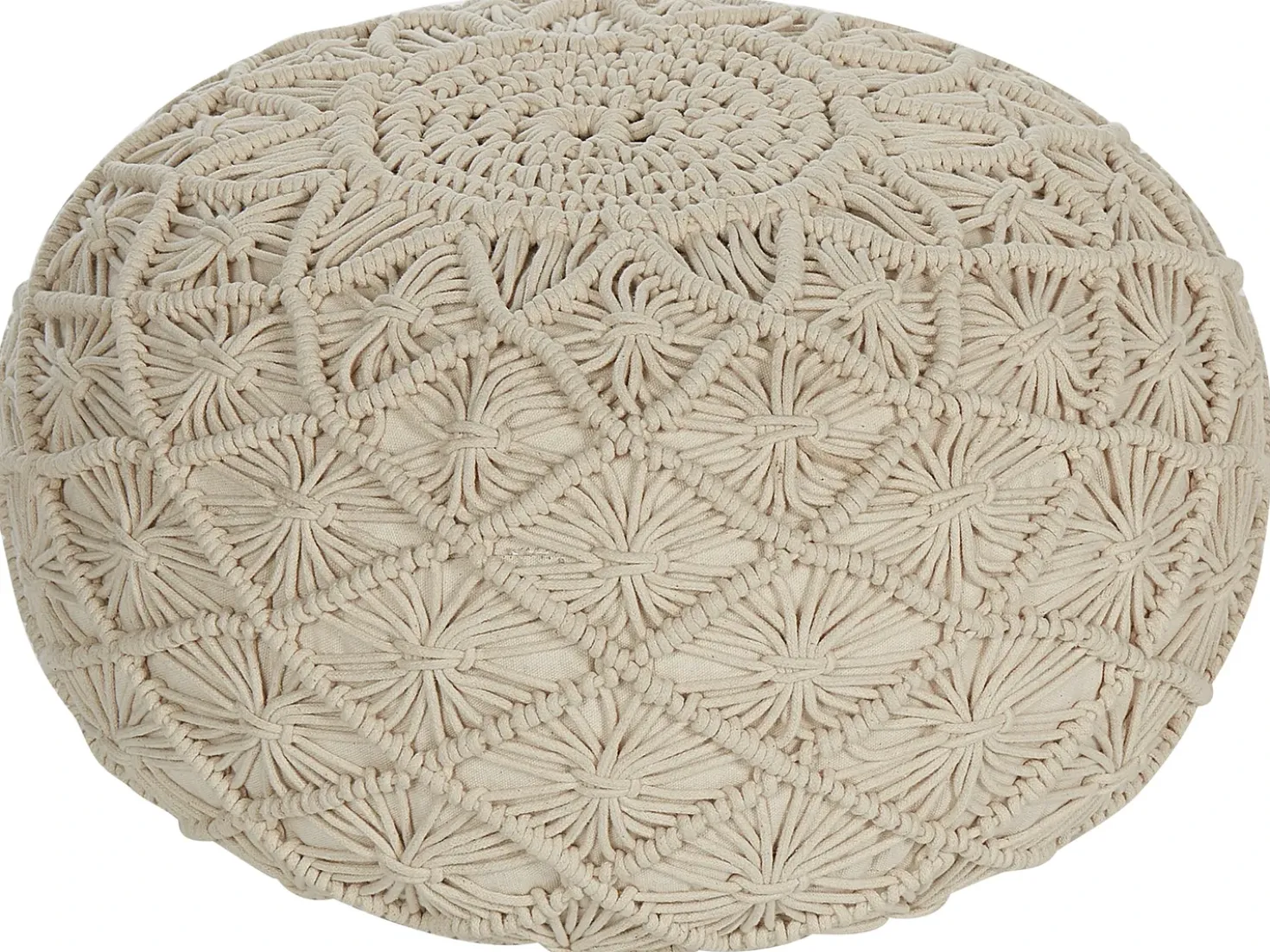 Pouf Macramè BERKANE Cotone Beige