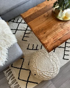 Pouf Macramè BERKANE Cotone Beige
