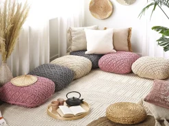 Pouf Macramè BERRECHID Cotone Grigio