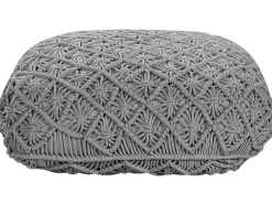 Pouf Macramè BERRECHID Cotone Grigio