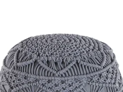 Pouf Macramè KAYSERI Cotone Grigio