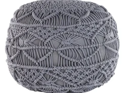 Pouf Macramè KAYSERI Cotone Grigio