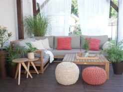 Pouf Macramè KAYSERI Cotone Beige