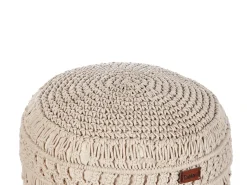 Pouf Macramè THAKOT Cotone Beige