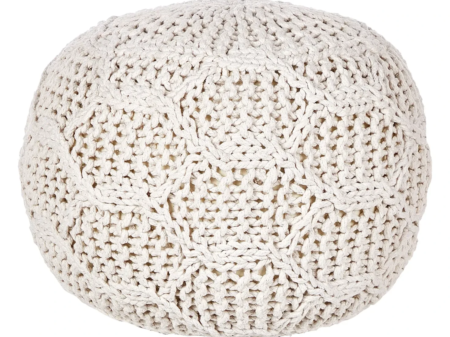 Pouf Macramè TRIMAN Cotone Beige chiaro