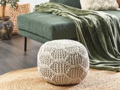 Pouf Macramè TRIMAN Cotone Beige chiaro