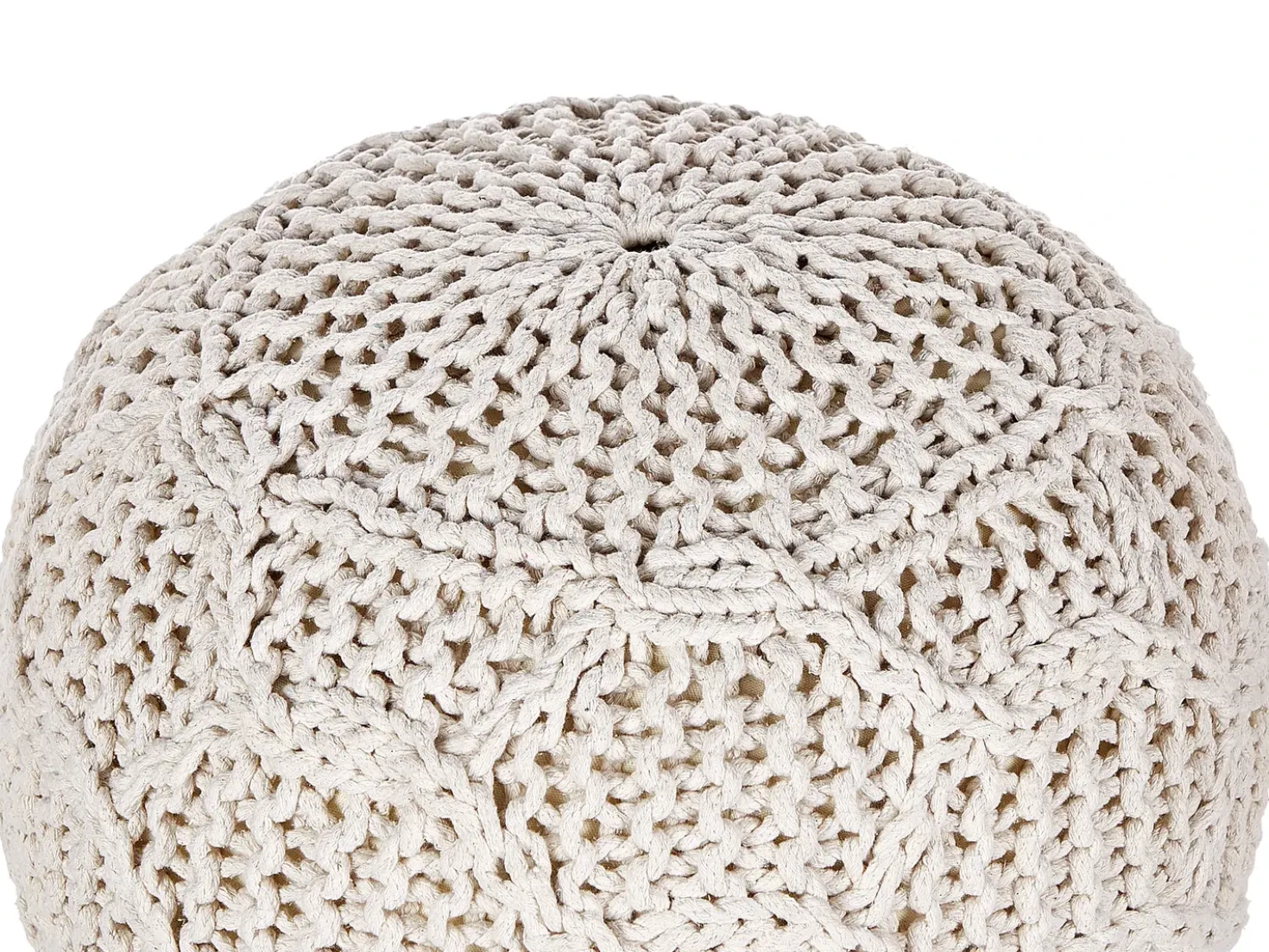 Pouf Macramè TRIMAN Cotone Beige chiaro