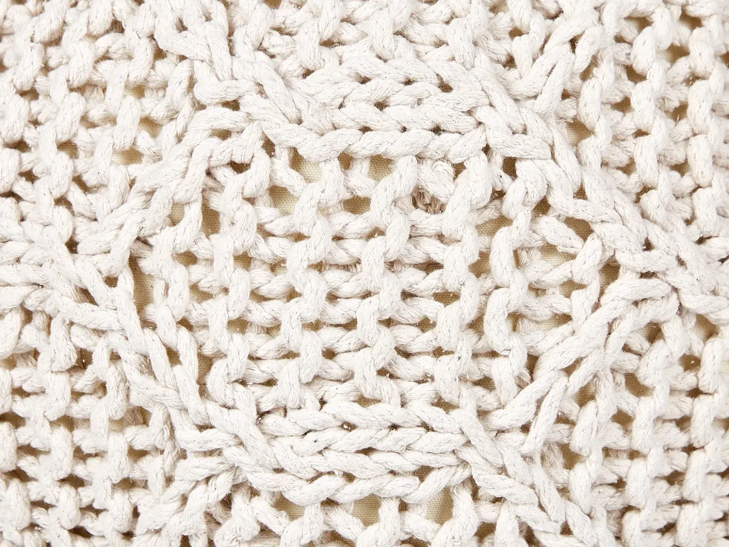 Pouf Macramè TRIMAN Cotone Beige chiaro