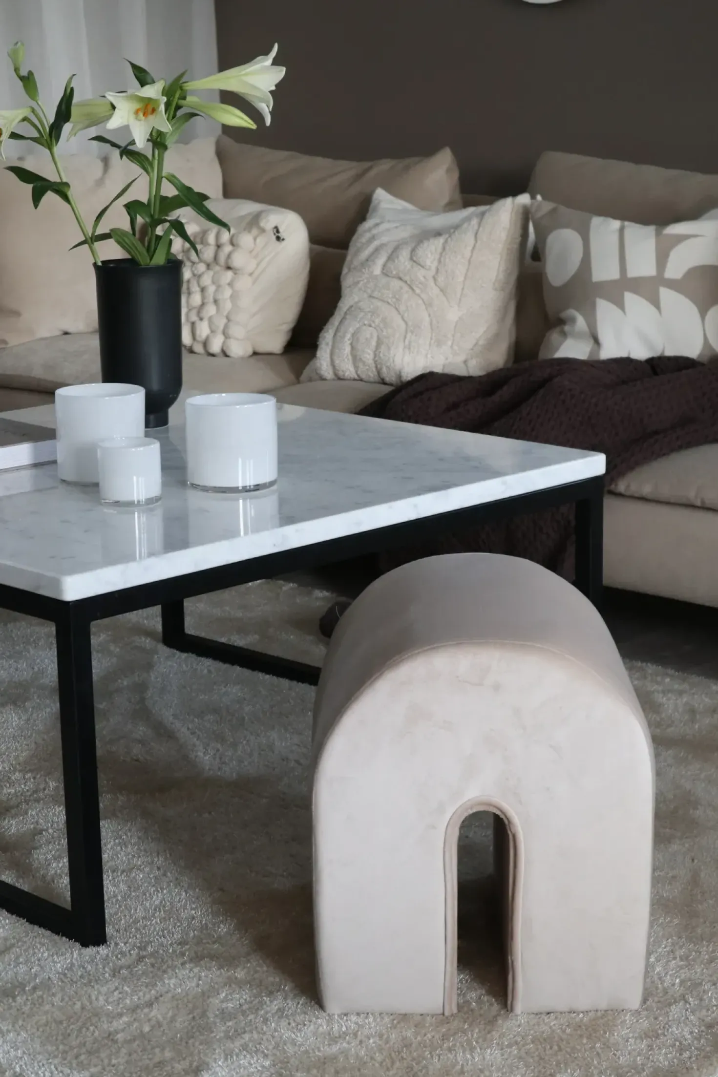 Pouf MODOC Velluto Beige