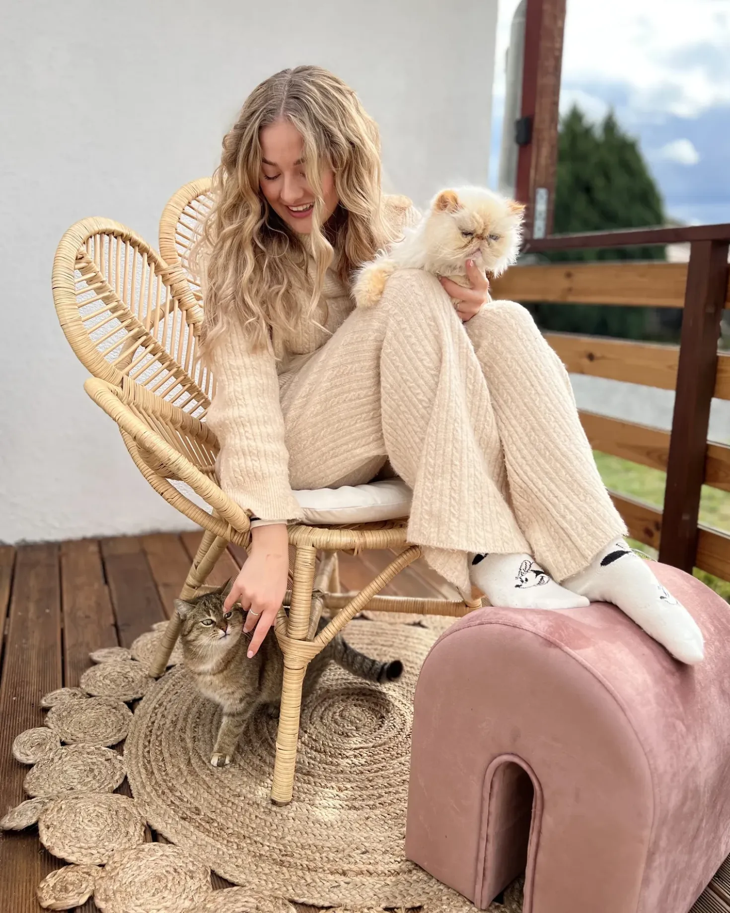 Pouf MODOC Velluto Rosa