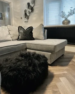 Pouf MUKKI Finta pelliccia Nero