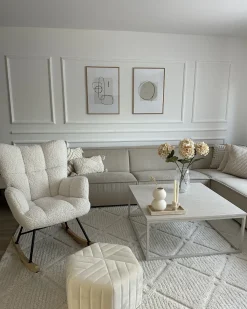 Pouf MURIETTA Velluto Bianco sporco
