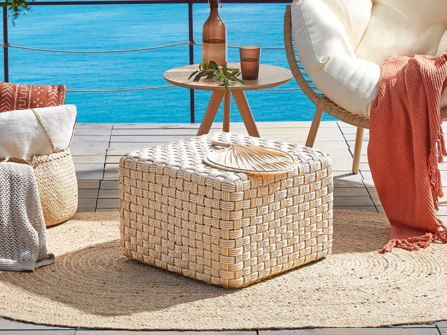 Pouf NALLI Materiale sintetico Beige chiaro