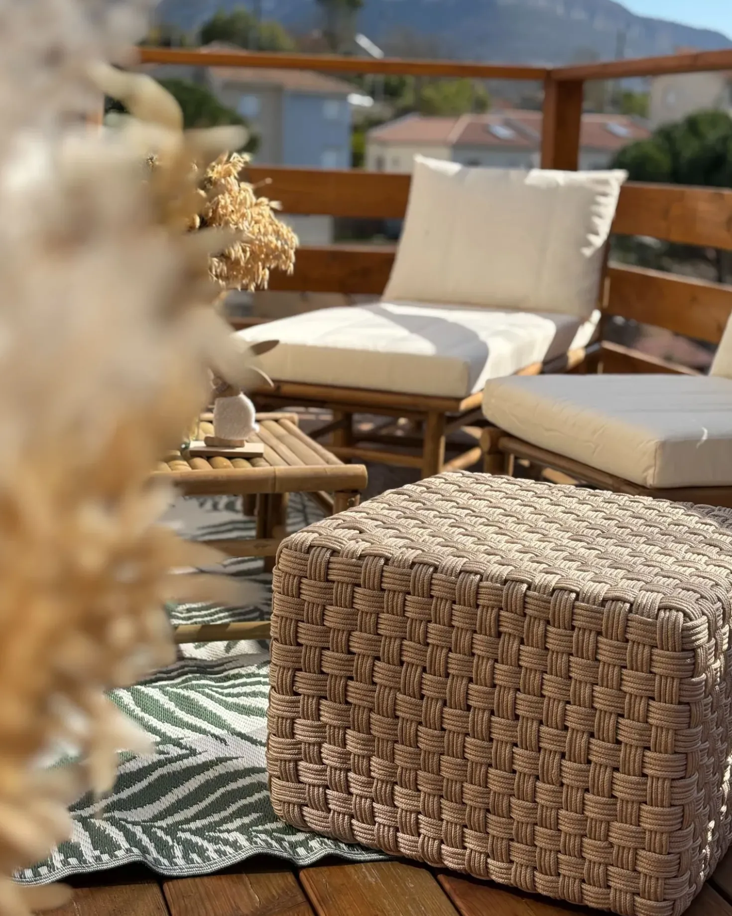 Pouf NALLI Materiale sintetico Beige chiaro