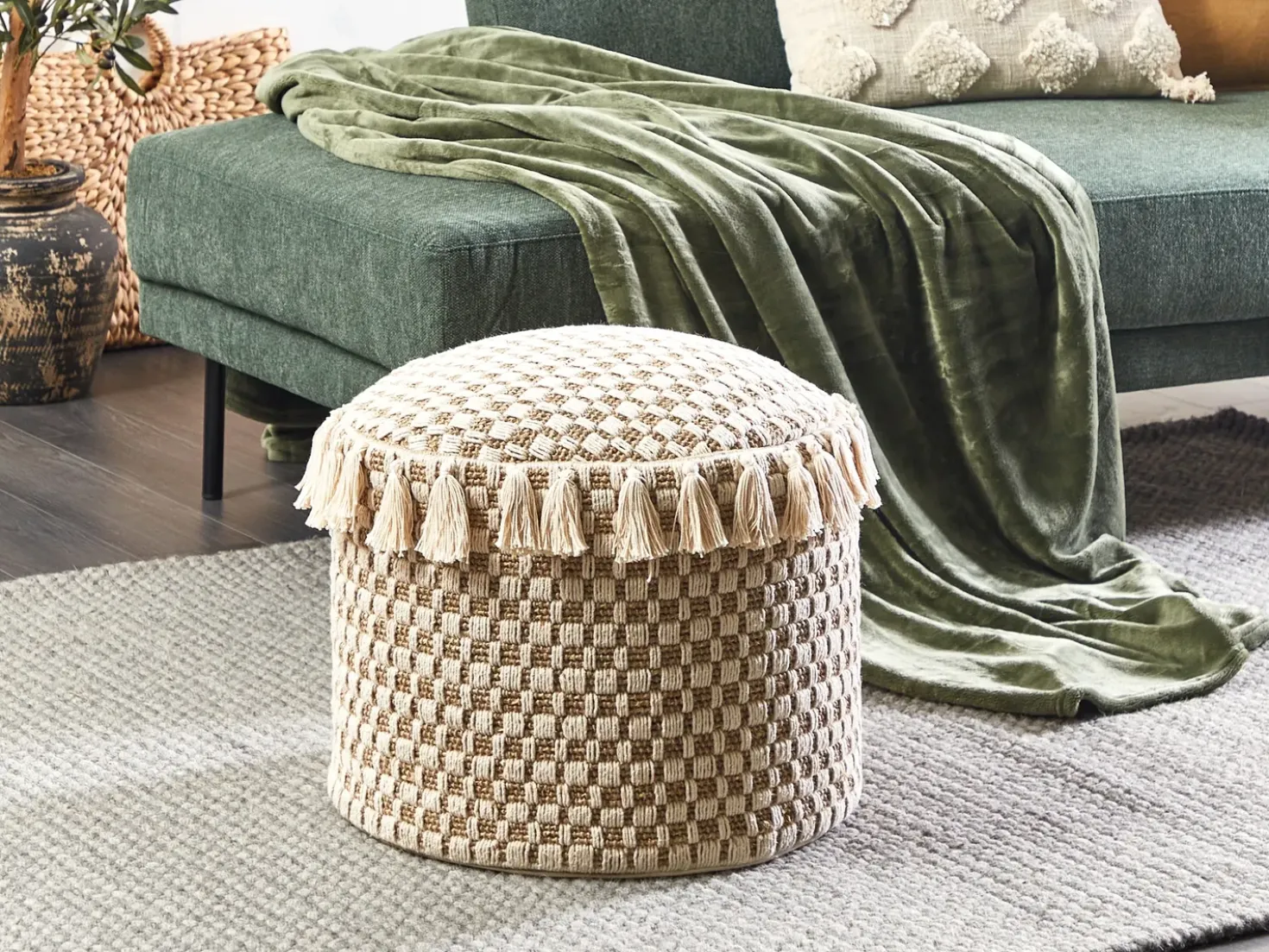 Pouf PIRAK Cotone Beige chiaro