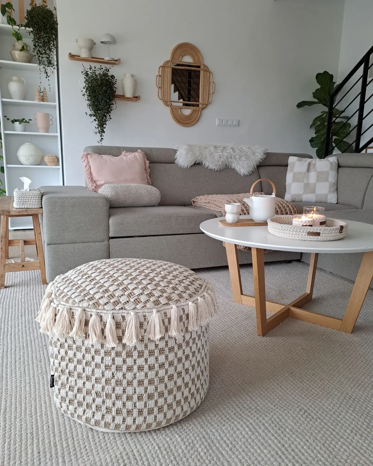 Pouf PIRAK Cotone Beige chiaro