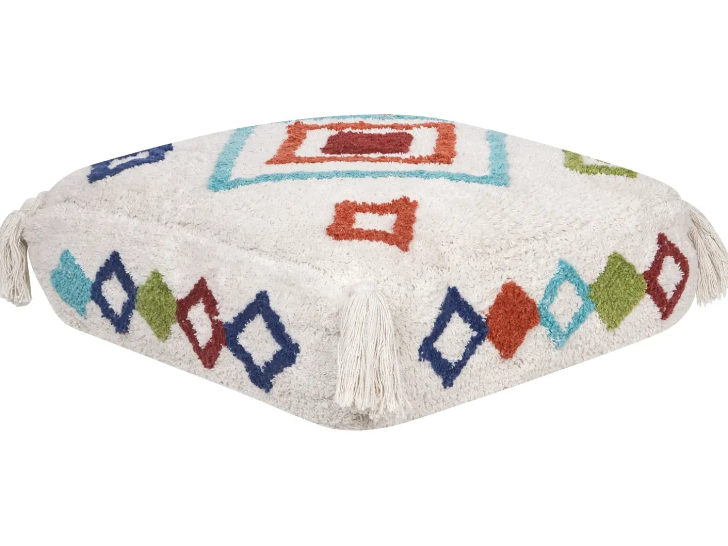 Pouf Ricamato SEERANI Cotone Bianco