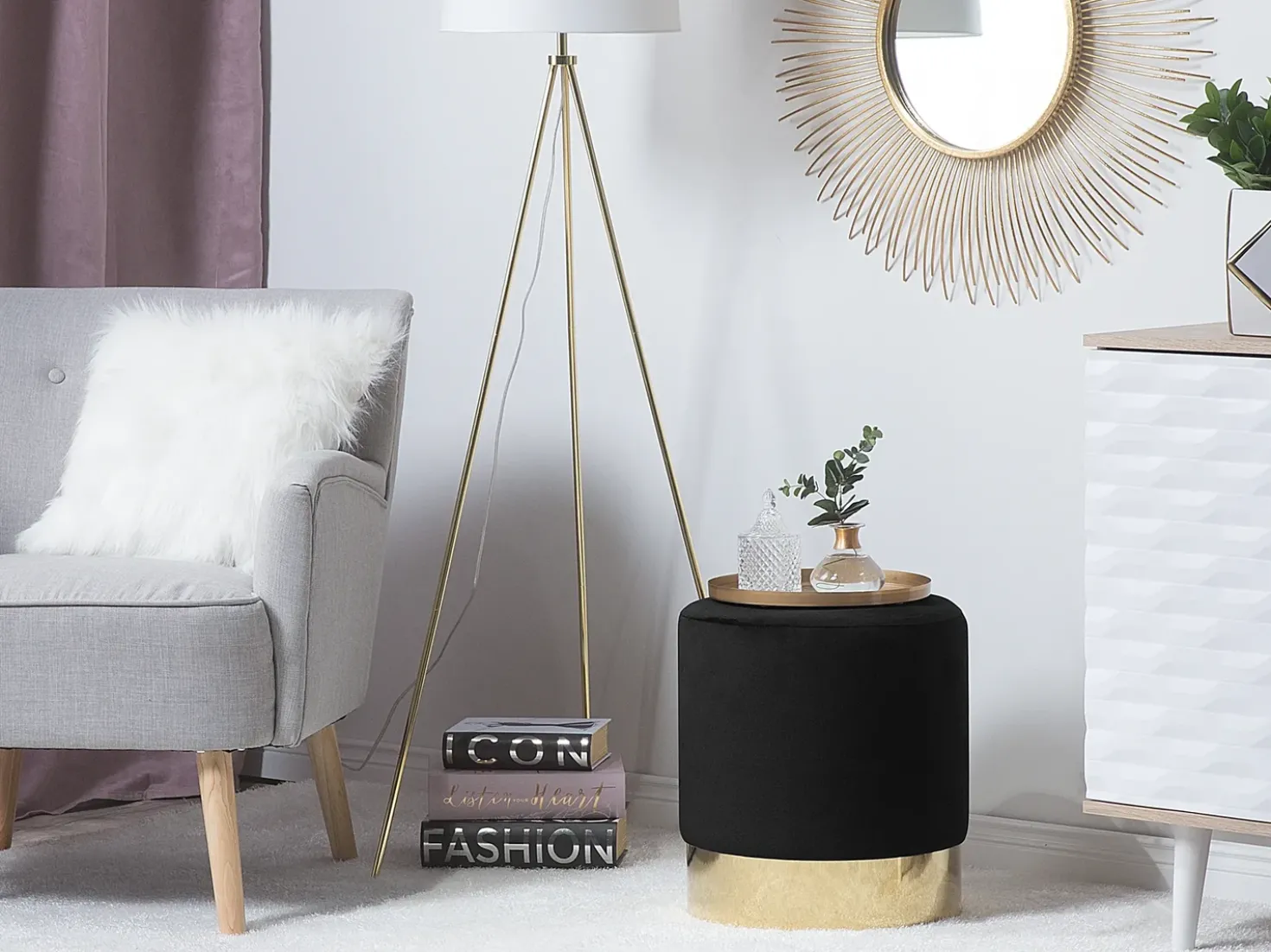 Pouf SOPHIA Velluto Nero