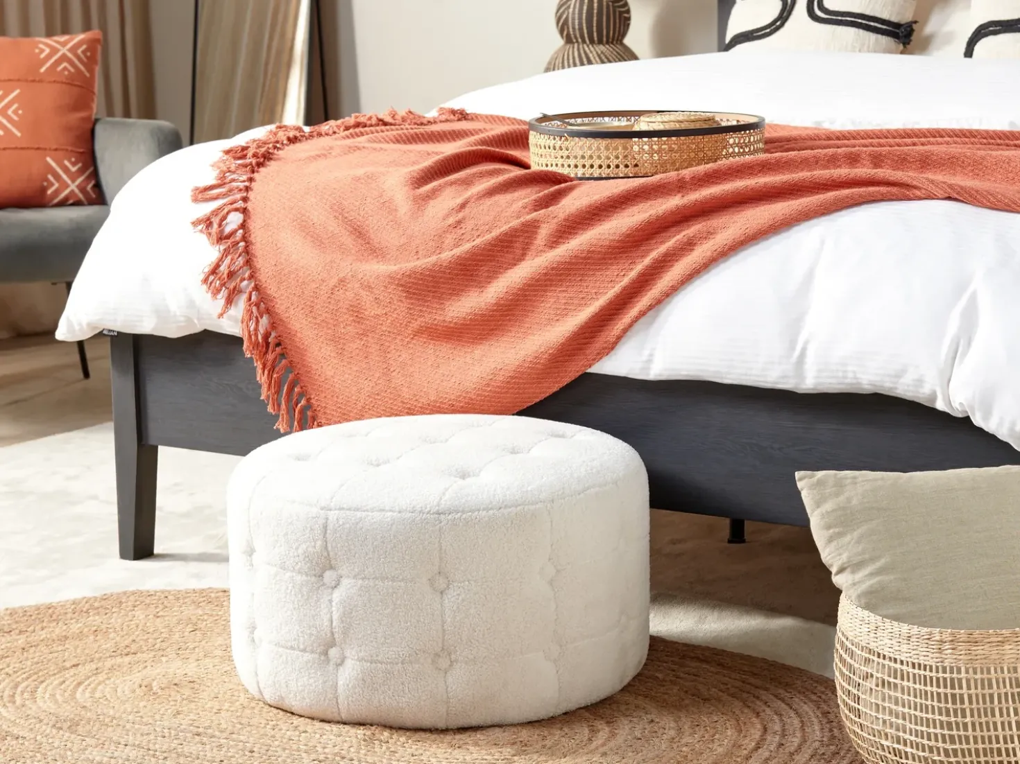 Pouf TAMPA Bouclé Bianco