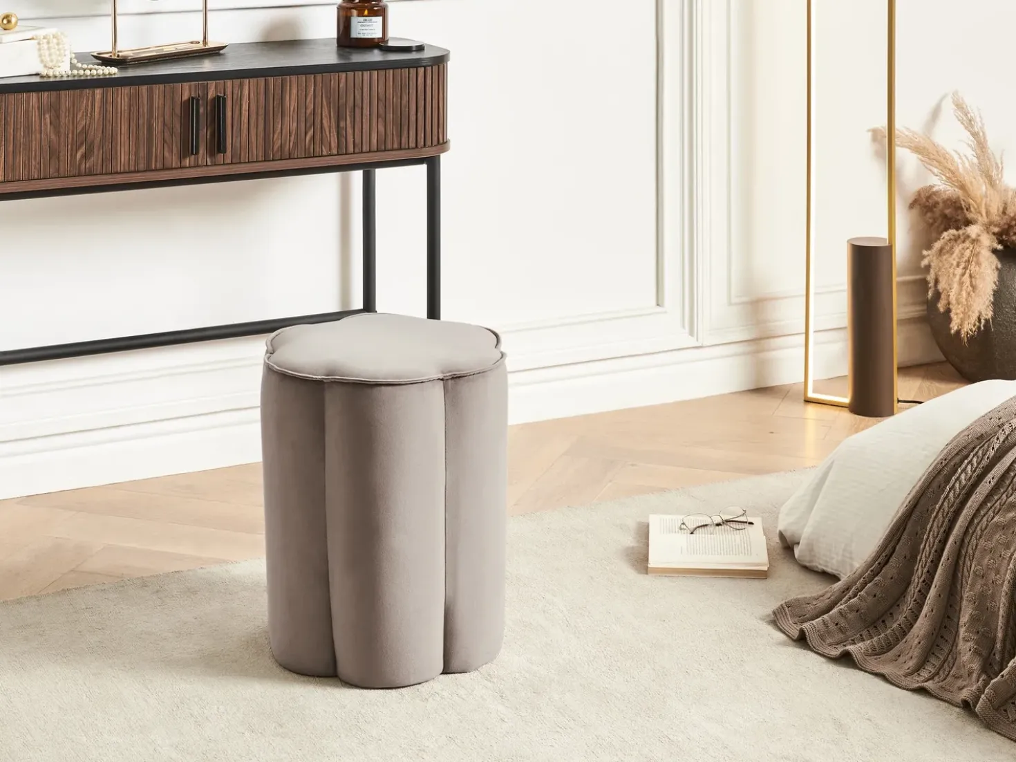Pouf TAPPEN Velluto Tortora