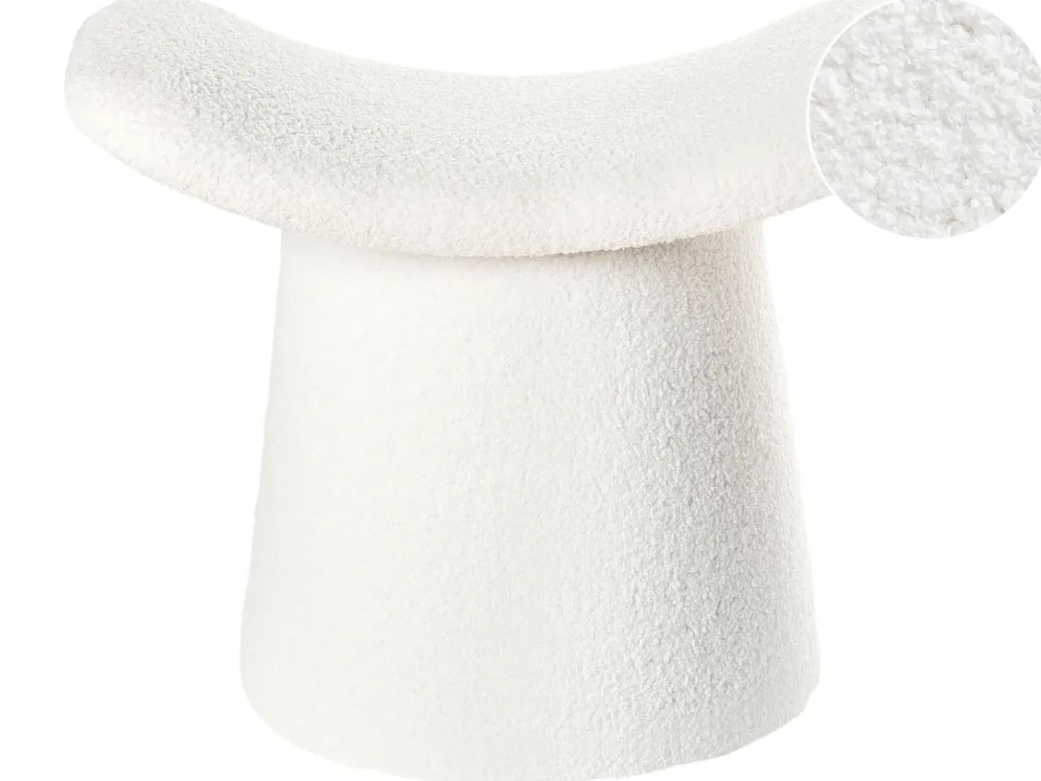 Pouf Trapuntato RIDDLE Bouclé Bianco sporco