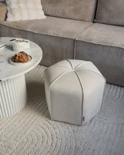 Pouf WISHEK Velluto Beige chiaro
