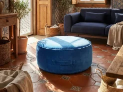 Pouf YULLE Velluto Blu