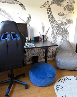 Pouf YULLE Velluto Blu