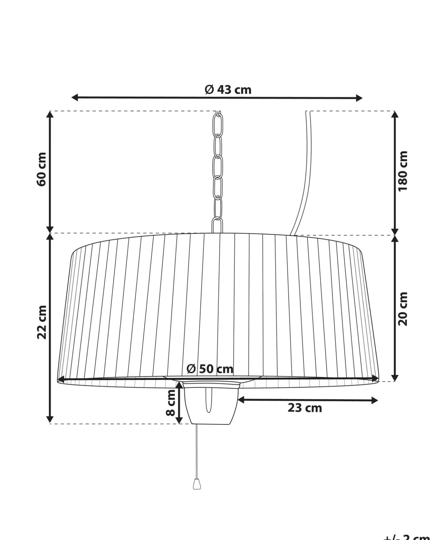 Riscaldatore a infrarossi da patio sospeso ASCEA 1500 W Nero