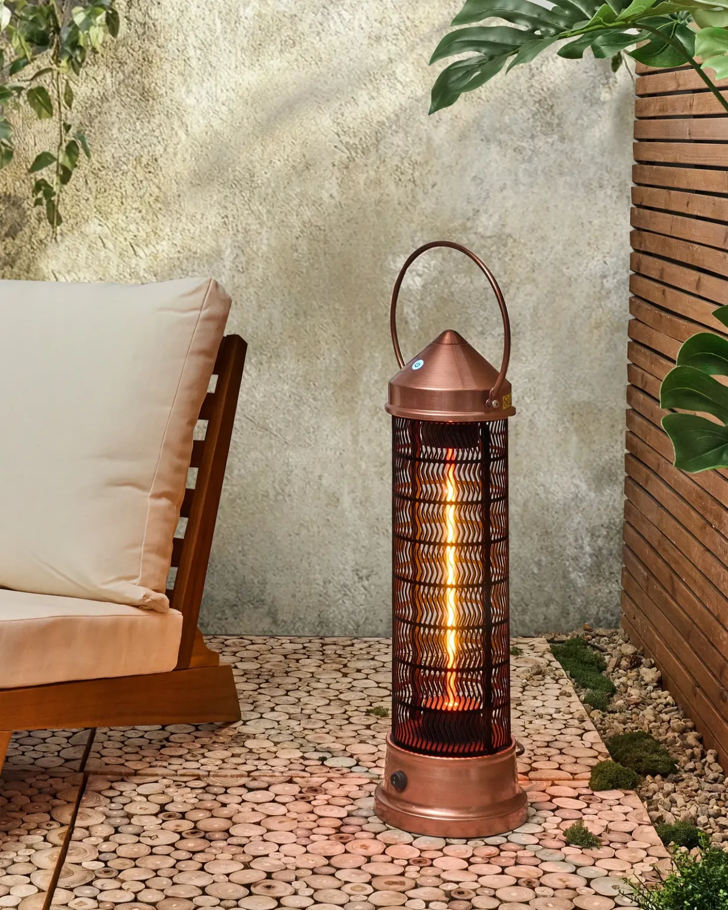 Riscaldatore a infrarossi da patio a piantana LLAIMA 1800 W Rame