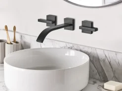 rubinetto miscelatore da parete per lavabo BERRACO Ottone Nero