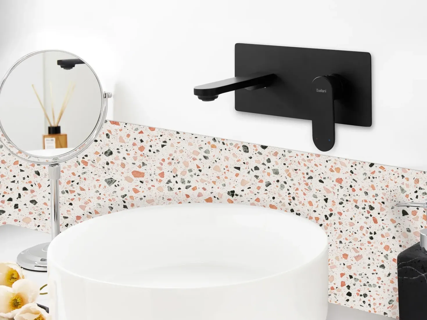 rubinetto miscelatore da parete per lavabo CHUNGARA Ottone Nero