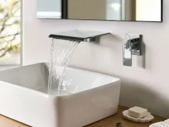 rubinetto miscelatore da parete per lavabo APONWAO Ottone Argento