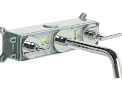 rubinetto miscelatore da parete per lavabo ISHINCA Ottone Argento