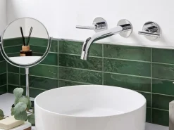 rubinetto miscelatore da parete per lavabo ISHINCA Ottone Argento