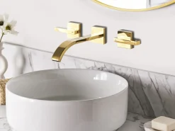 rubinetto miscelatore da parete per lavabo BERRACO Ottone Oro