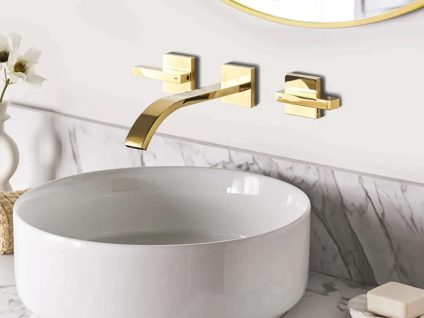 rubinetto miscelatore da parete per lavabo BERRACO Ottone Oro