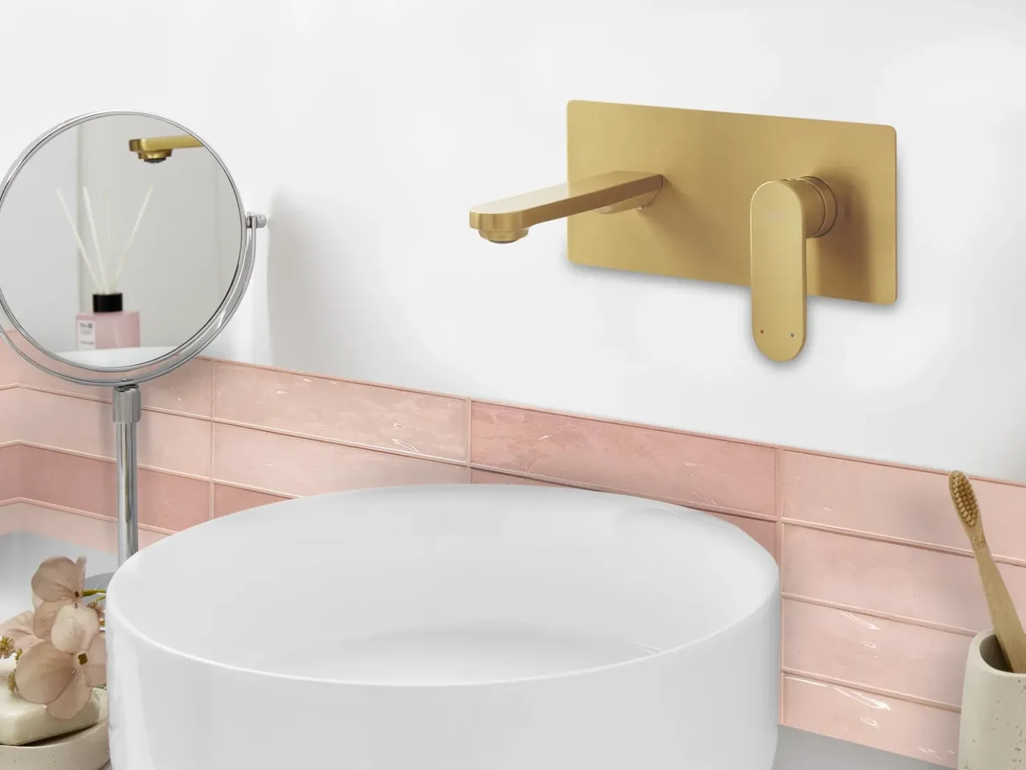 rubinetto miscelatore da parete per lavabo CHUNGARA Ottone Oro