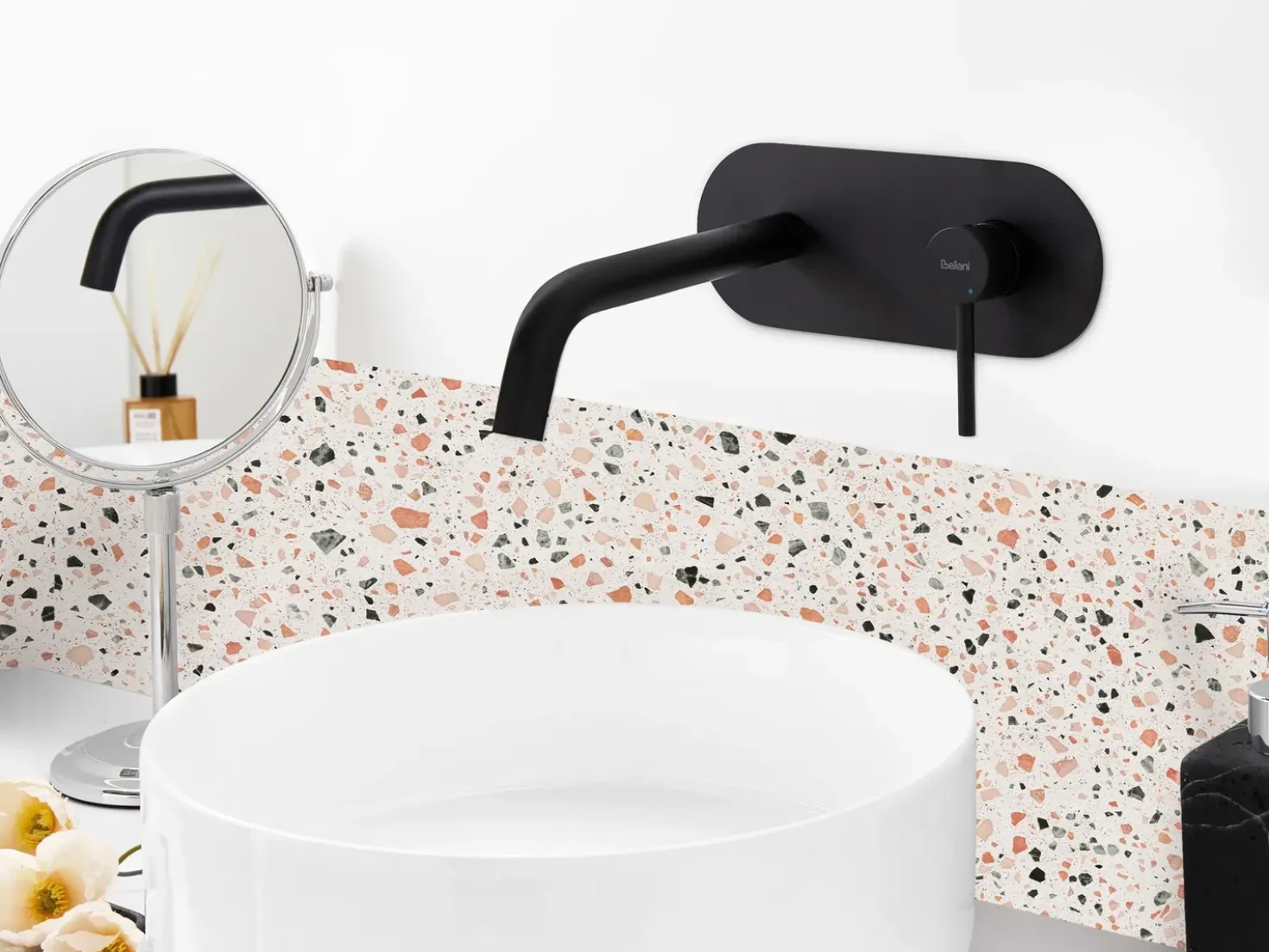 rubinetto miscelatore da parete per lavabo GUAIBA Ottone Nero