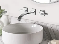 rubinetto miscelatore da parete per lavabo BERRACO Ottone Argento