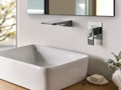 rubinetto miscelatore da parete per lavabo KARUAY Ottone Argento