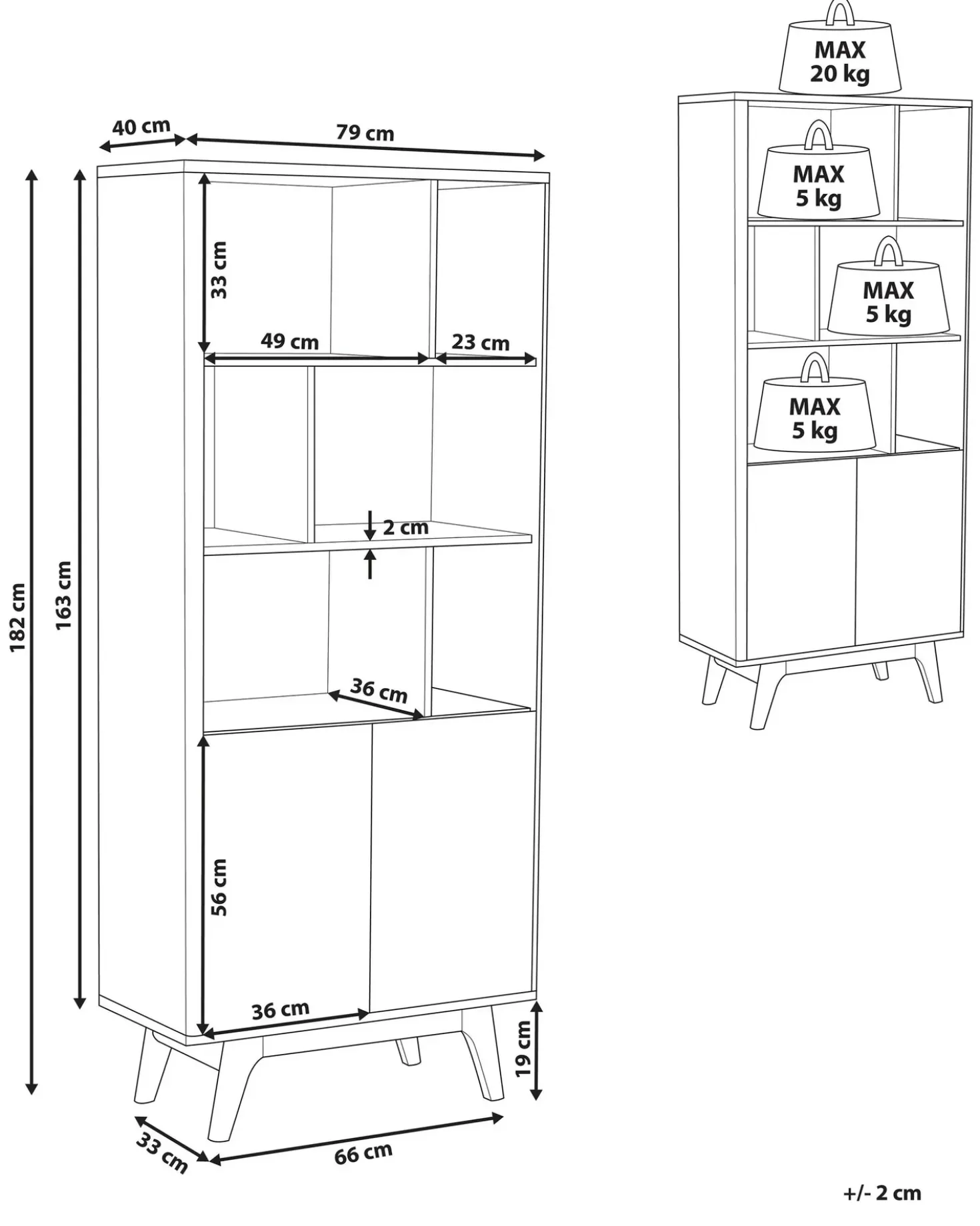 Scaffale COLUMBUS 182 cm Marrone/Bianco