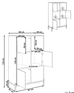 Scaffale MOINES 135 cm Marrone/Nero