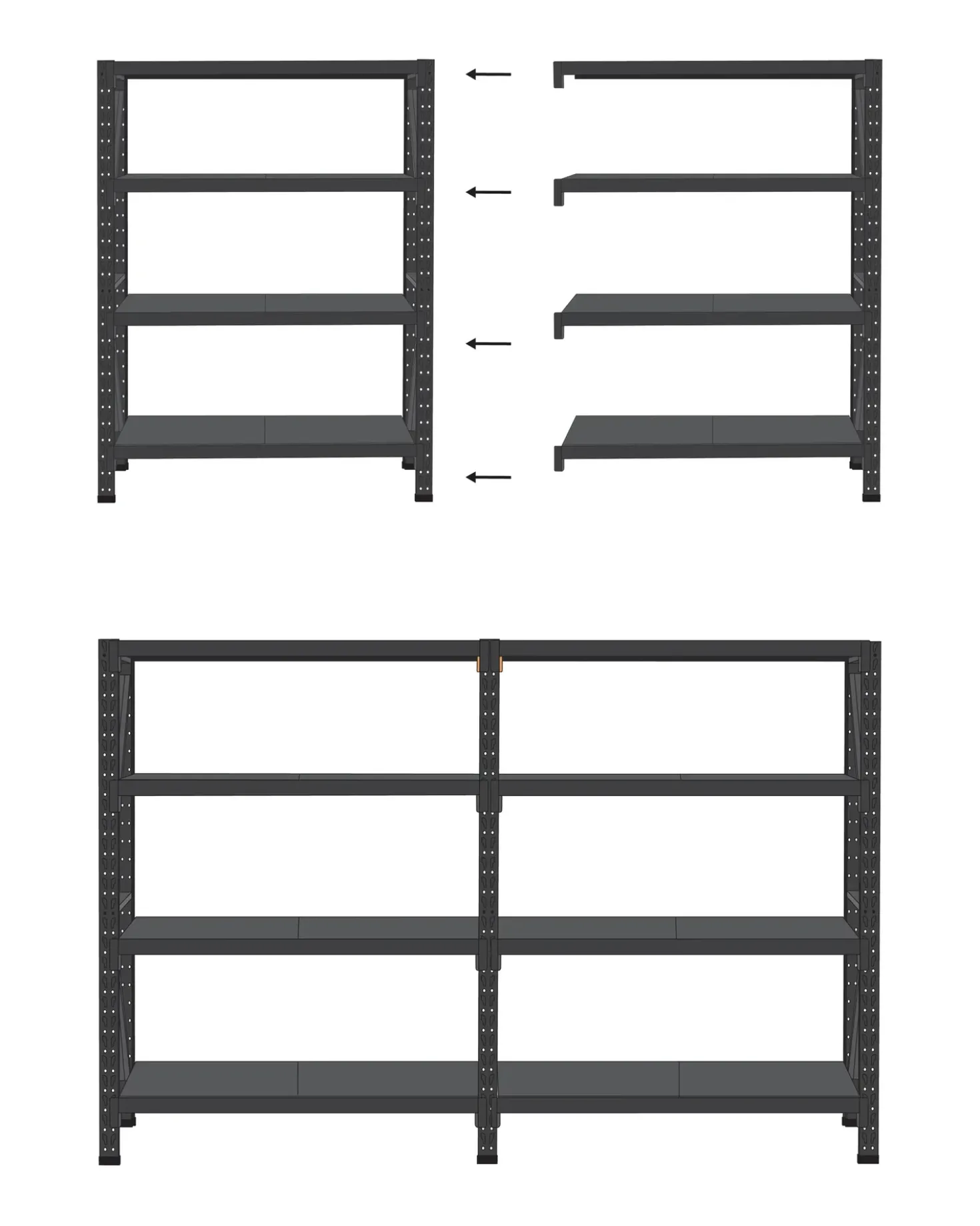 Scaffale per garage FIUGGI Metallo 150 cm 60 cm Nero